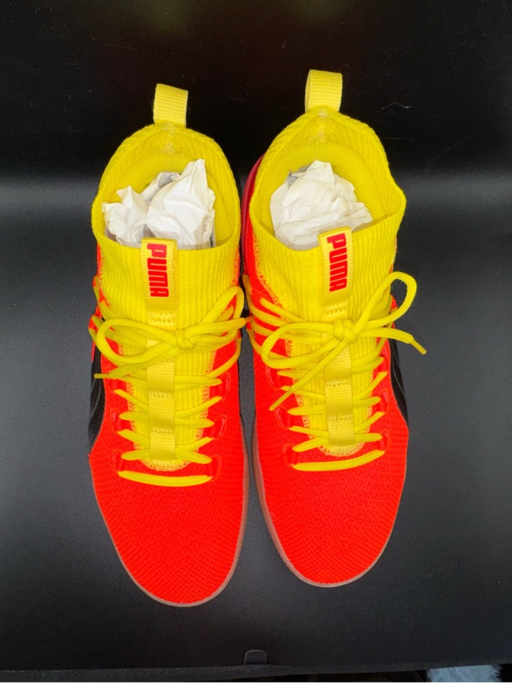 Puma Clyde Court Neon Orange Sneakers Men’s 10 Women’s 11.5 Glow Sole High Top - Picture 17 of 17